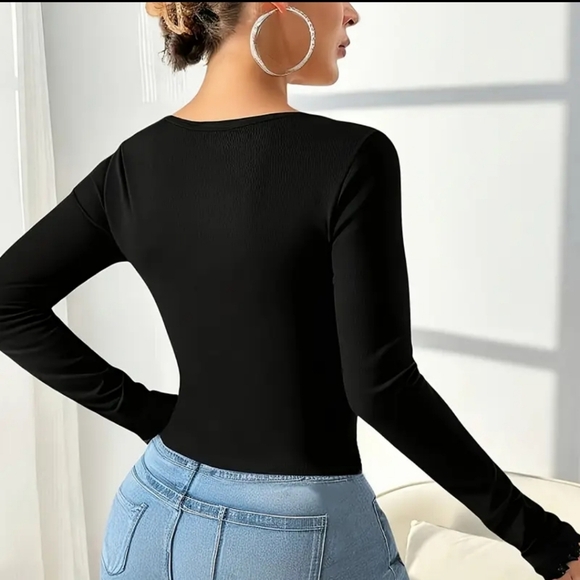 3/$30 Black Lace Long Sleeve Top - Picture 3 of 6